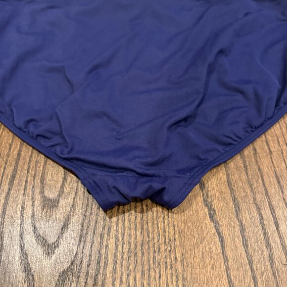 Lands End Solid Blue Bikini Bottom Mid Rise Plus Size 20W Brief Banded Waist - Picture 3 of 5